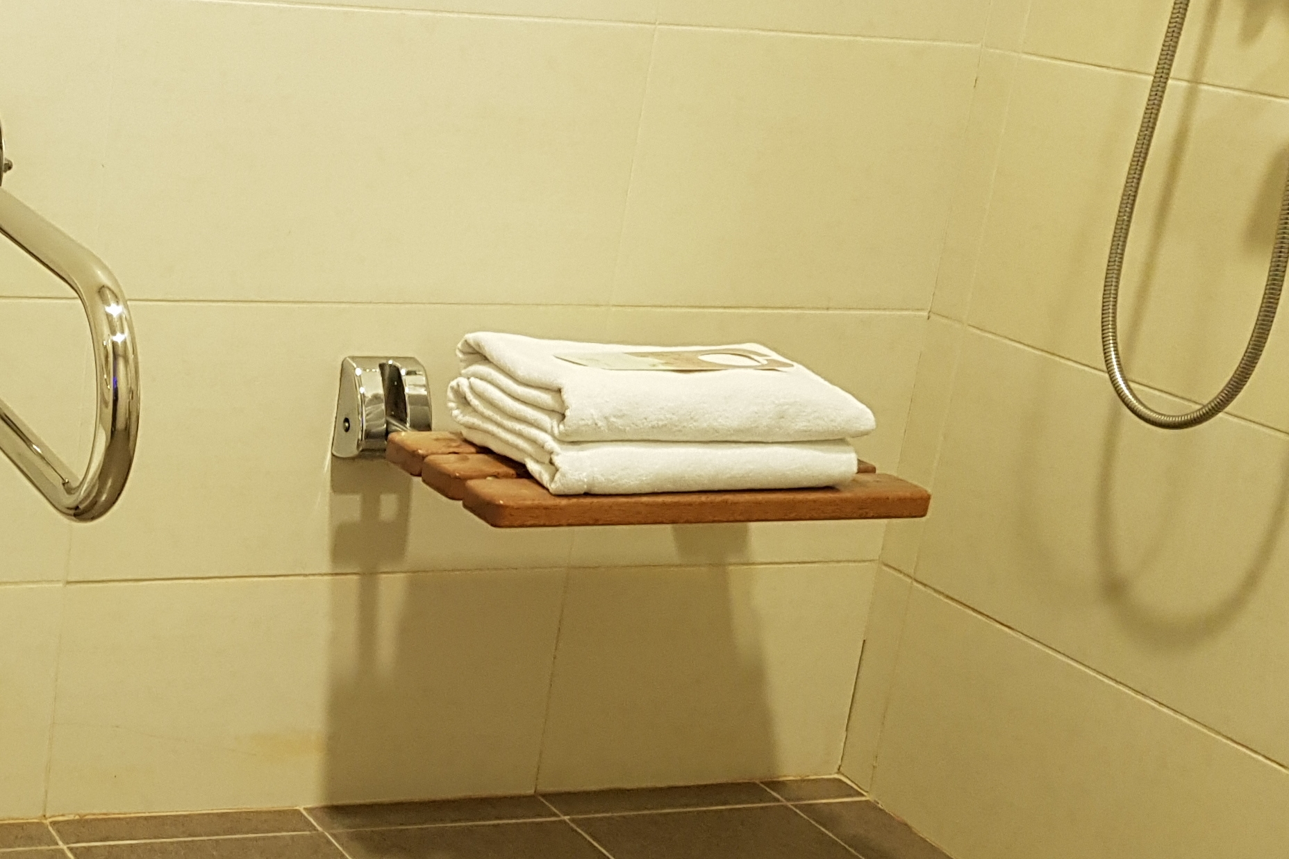 샤워의자0 : 안전바와 샤워의자가 설치되어 있는 이비스버젯앰배서더동대문 화장실 전경2