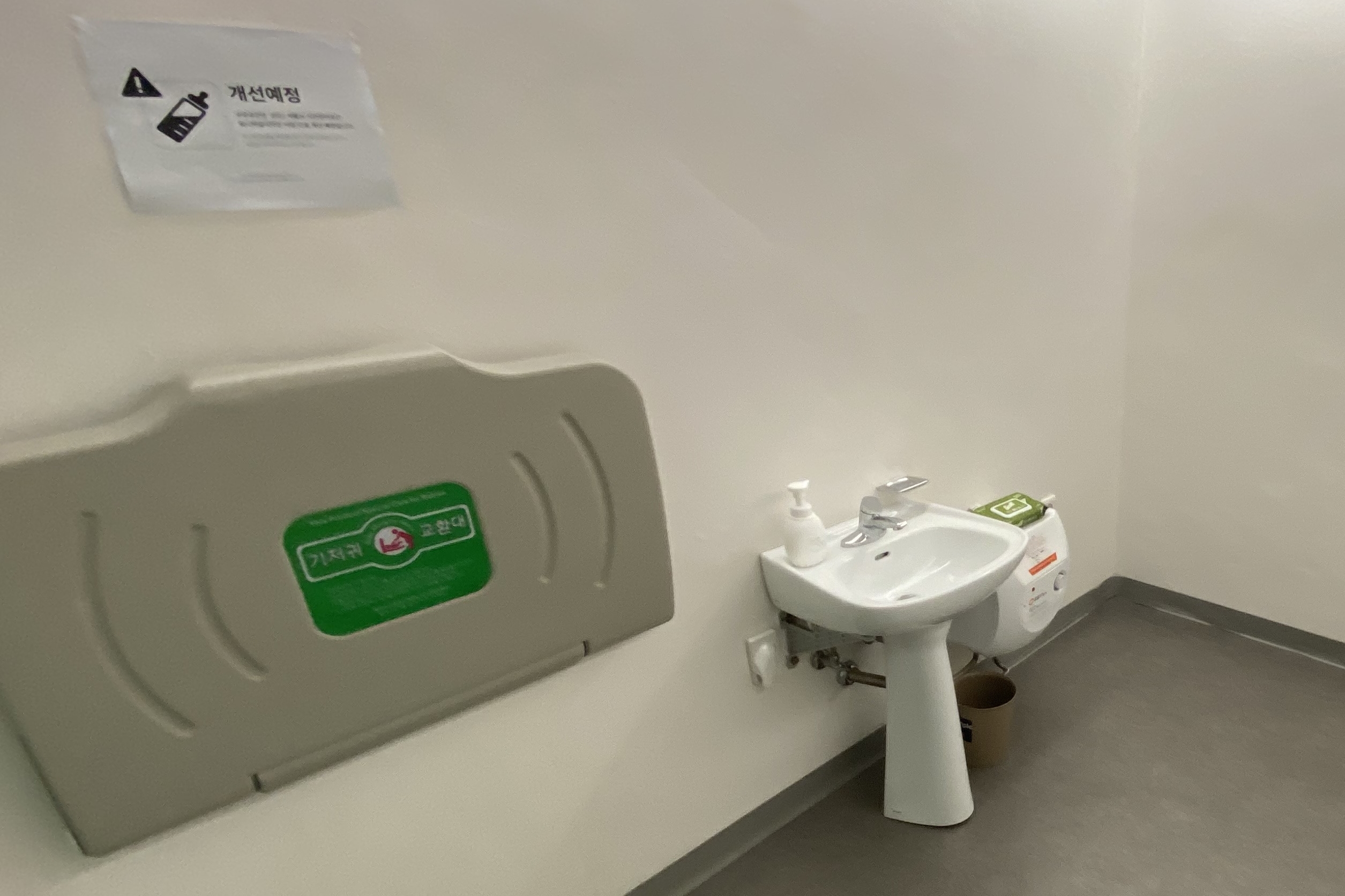 Parking facilities for persons with disabilities0 : Diaper changing station and a small sink
