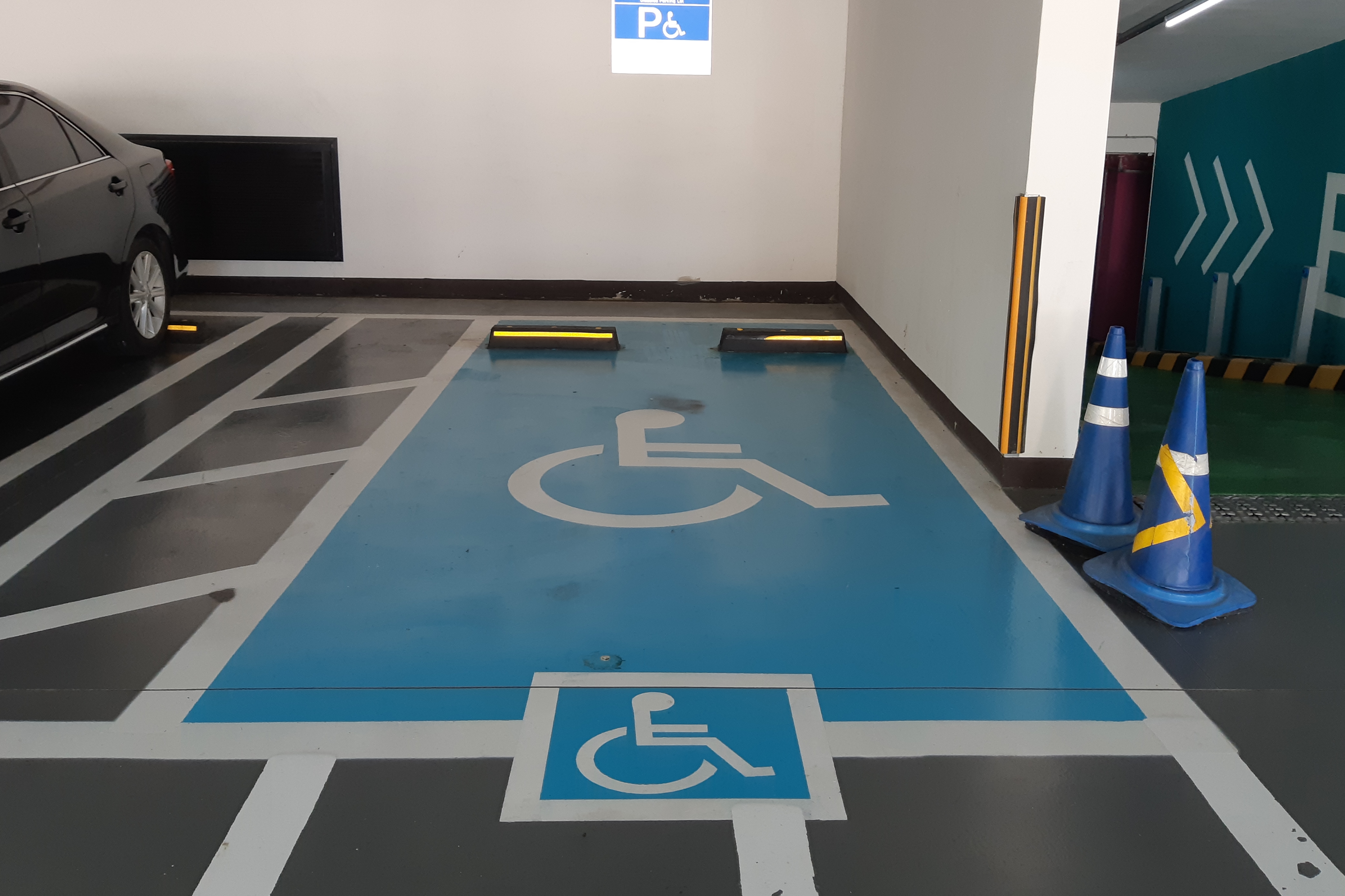 Parking facilities for persons with disabilities Children resting area0 : Parking facilities for persons with disabilities on basement floor